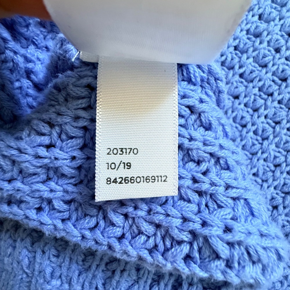 POPSUGAR Waffle Knit Cardigan Sweater Blue Mustard Yellow Cuffs Womens Medium - Picture 12 of 12